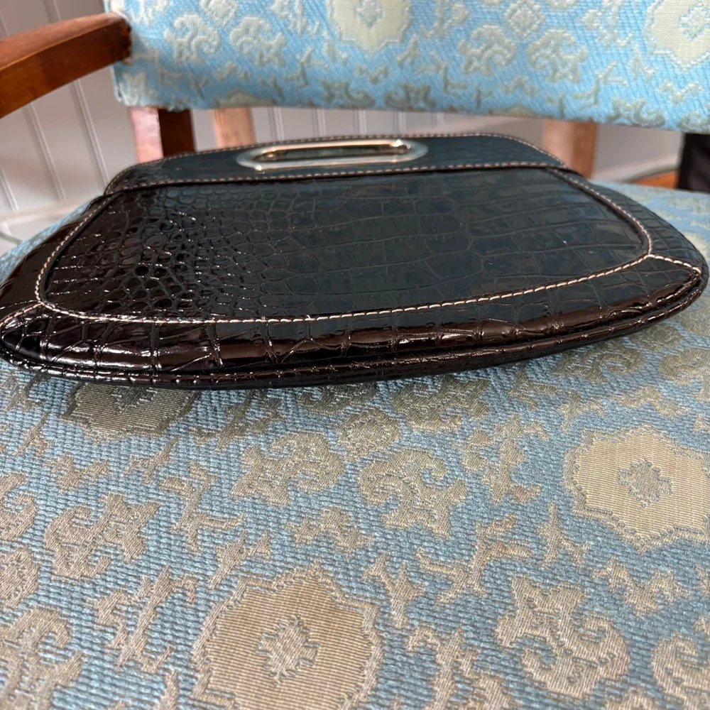 Nine West Black SilverCroc Embossed Clutch One Size